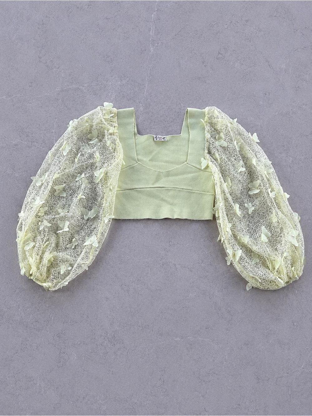 Free People Intimately Butterfly Sleeve Crop Top XS Sage Green